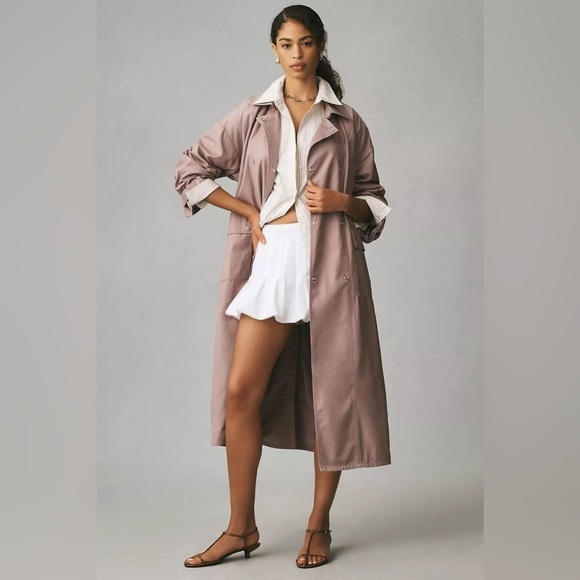 Anthropologie Jackets & Blazers - ❤️HP❤️ NWT Size XS (P2P 23.5) Anthropologie oversized Trench Coat (Color: TAUPE)